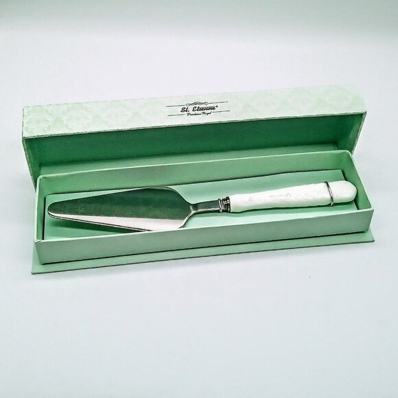 St. Etienne Italian White Porcelain Royal Stainless Steel Pie Server NIB - Picture 1 of 6